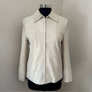 Salvatore Ferragamo SUEDE Cream Zip Up Jacket Size 8